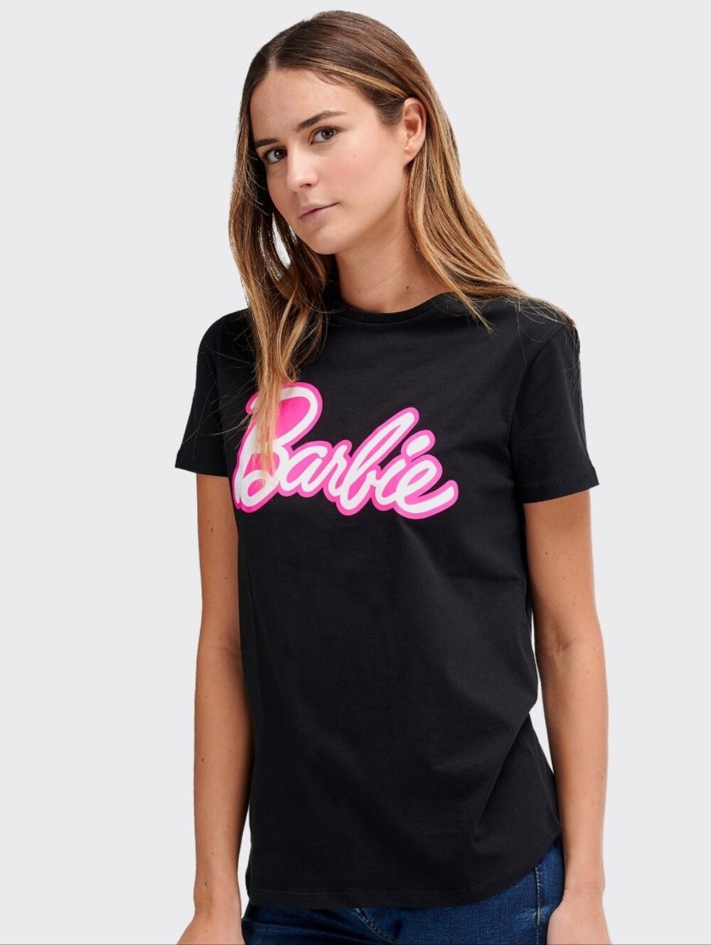 Barbie Black Tee with Hot Pink Script